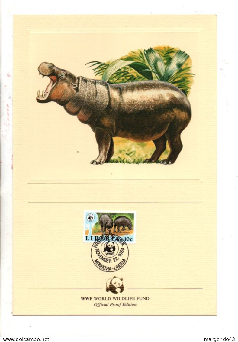 WWF LIBERIA 1984 HIPPOPOTAME NAIN - Lettres & Documents