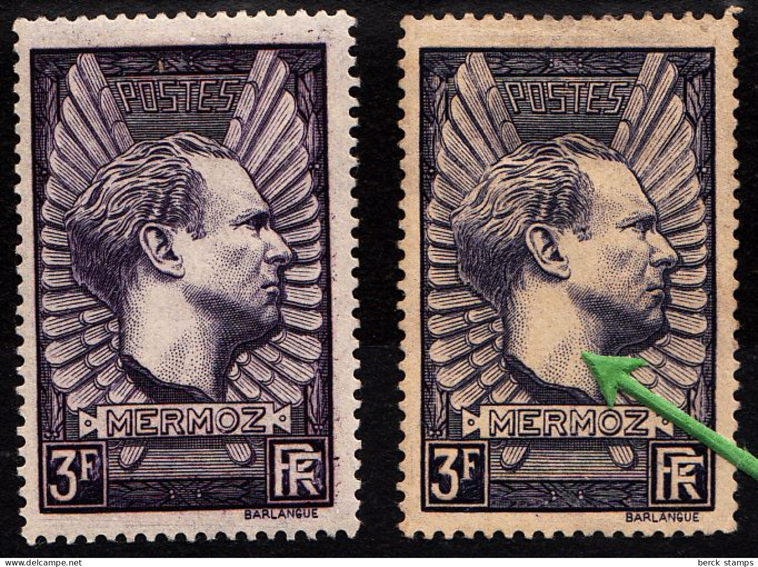 FRANCE - N° 338b* Violet-gris - JEAN MERMOZ ( 1901-1936) - Unused Stamps