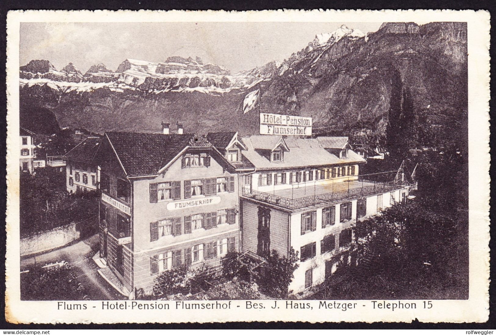 1918 Hotel Flumserhof In Flums, Zensurierte AK Mit Strafportomarke Nach Bregenz. Etwas Fleckig - Flums