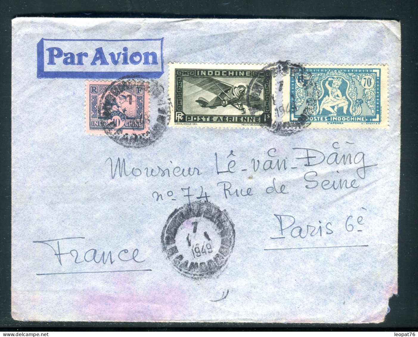 Cambodge - Enveloppe De Phnompenh Pour Paris Par Avion En 1949  - M 96 - Camboya