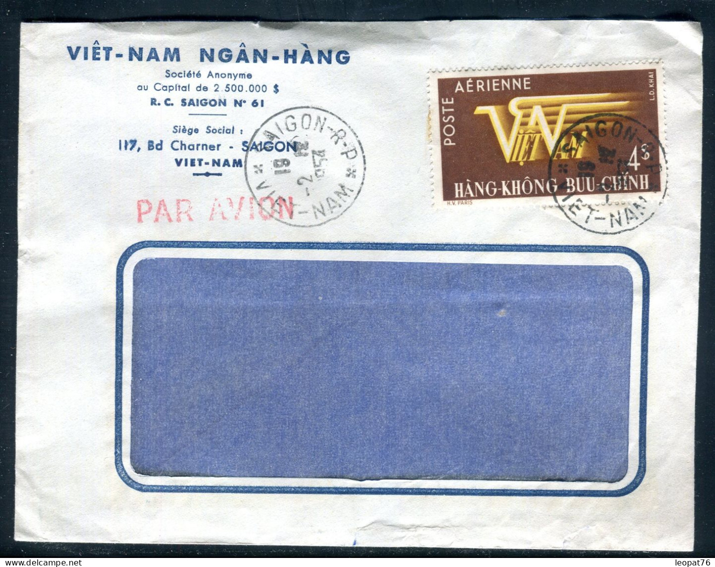 Vietnam - Enveloppe Commerciale De Saigon Par Avion En 1954  - M 100 - Vietnam