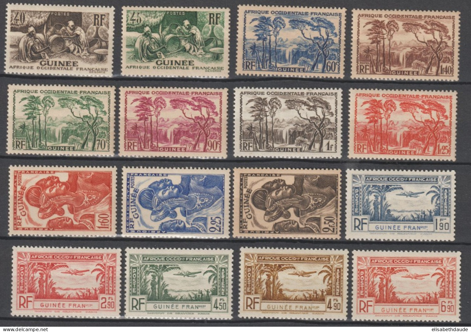 GUINEE - 1940 - ANNEE COMPLETE YVERT N°158/168 + POSTE AERIENNE 1/5 ** MNH - COTE = 32 EUR - Nuovi