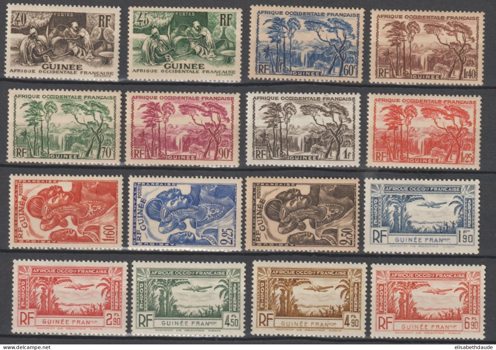 GUINEE - 1940 - ANNEE COMPLETE YVERT N°158/168 + POSTE AERIENNE 1/5 ** MNH - COTE = 32 EUR - Neufs