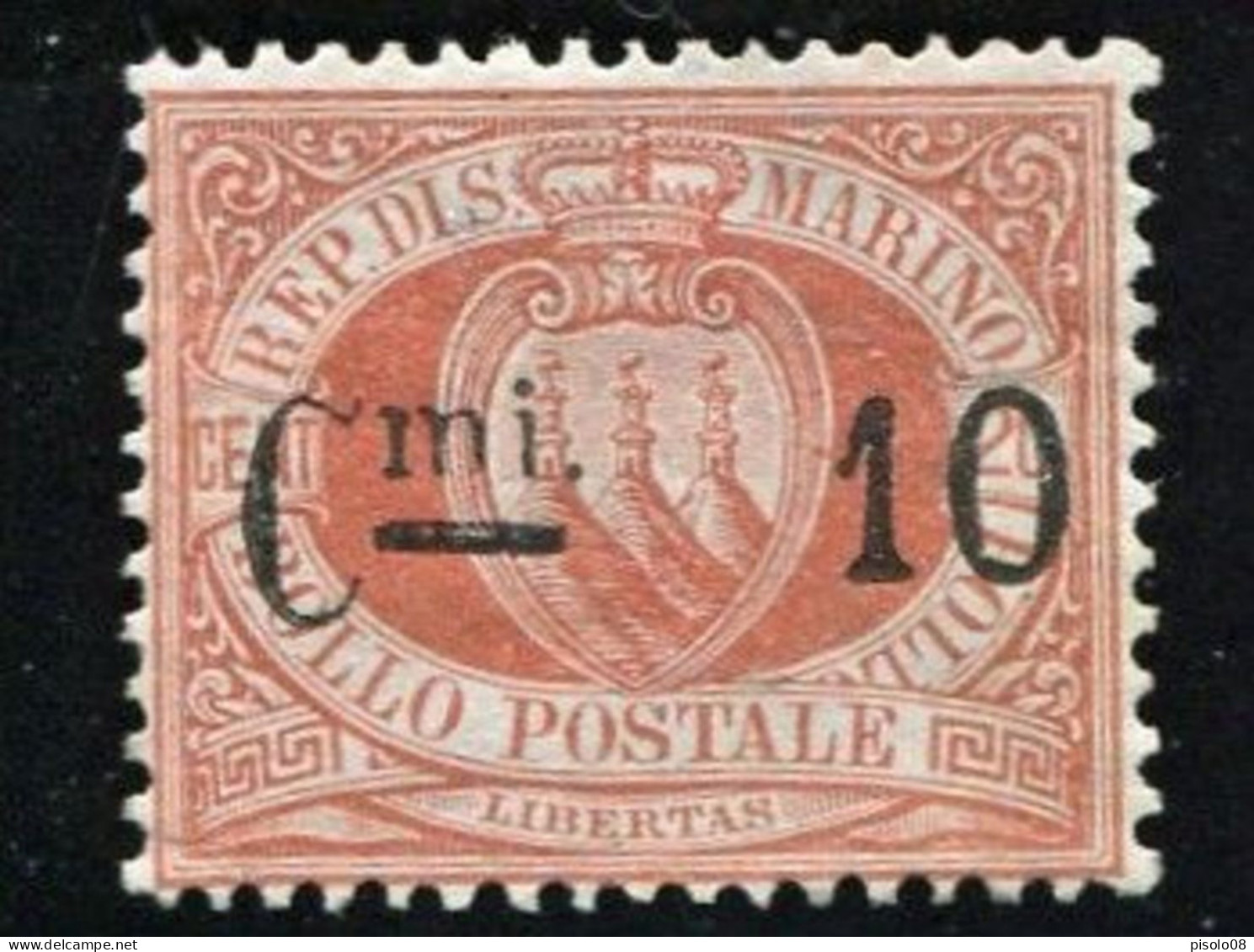 SAN MARINO 1892 CIFRA O STEMMA SOP.TI 10C. SU 20 C. ** MNH - Neufs