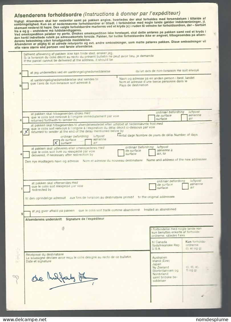 58448) Denmark Addressekort Bulletin D'Expedition 1980 Postmark Cancel Air Mail - Lettres & Documents