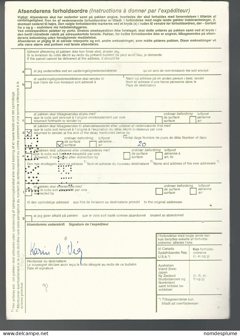 58447) Denmark Addressekort Bulletin D'Expedition 1981 Postmark Cancel Air Mail - Brieven En Documenten