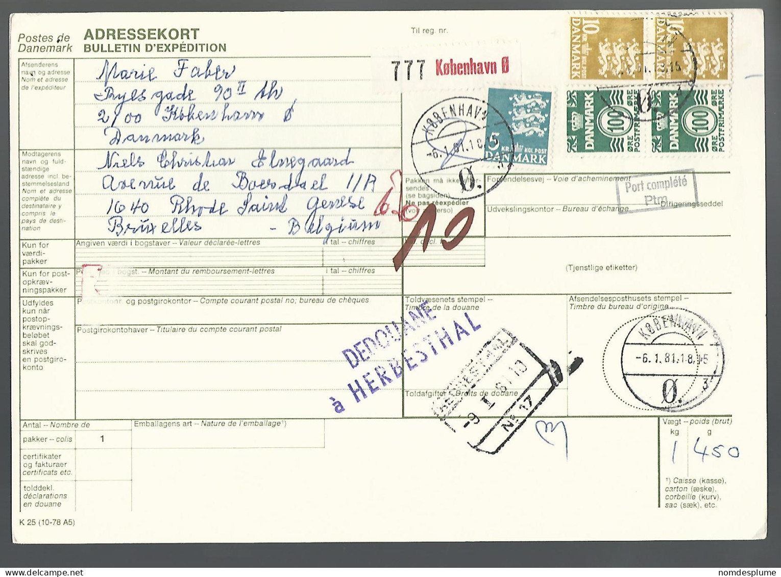 58451) Denmark Addressekort Bulletin D'Expedition 1981 Postmark Cancel  - Brieven En Documenten