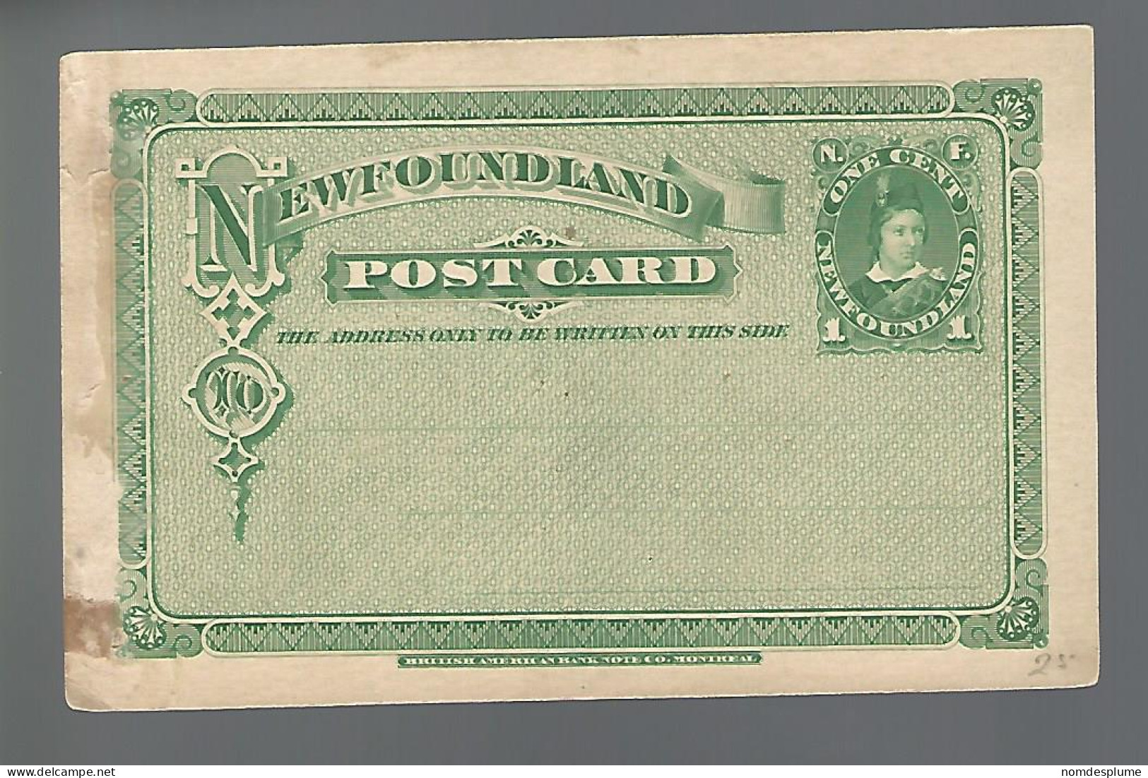 58607) Canada Newfoundland 1 Cent Postcard Postal Stationery  - Sonstige & Ohne Zuordnung