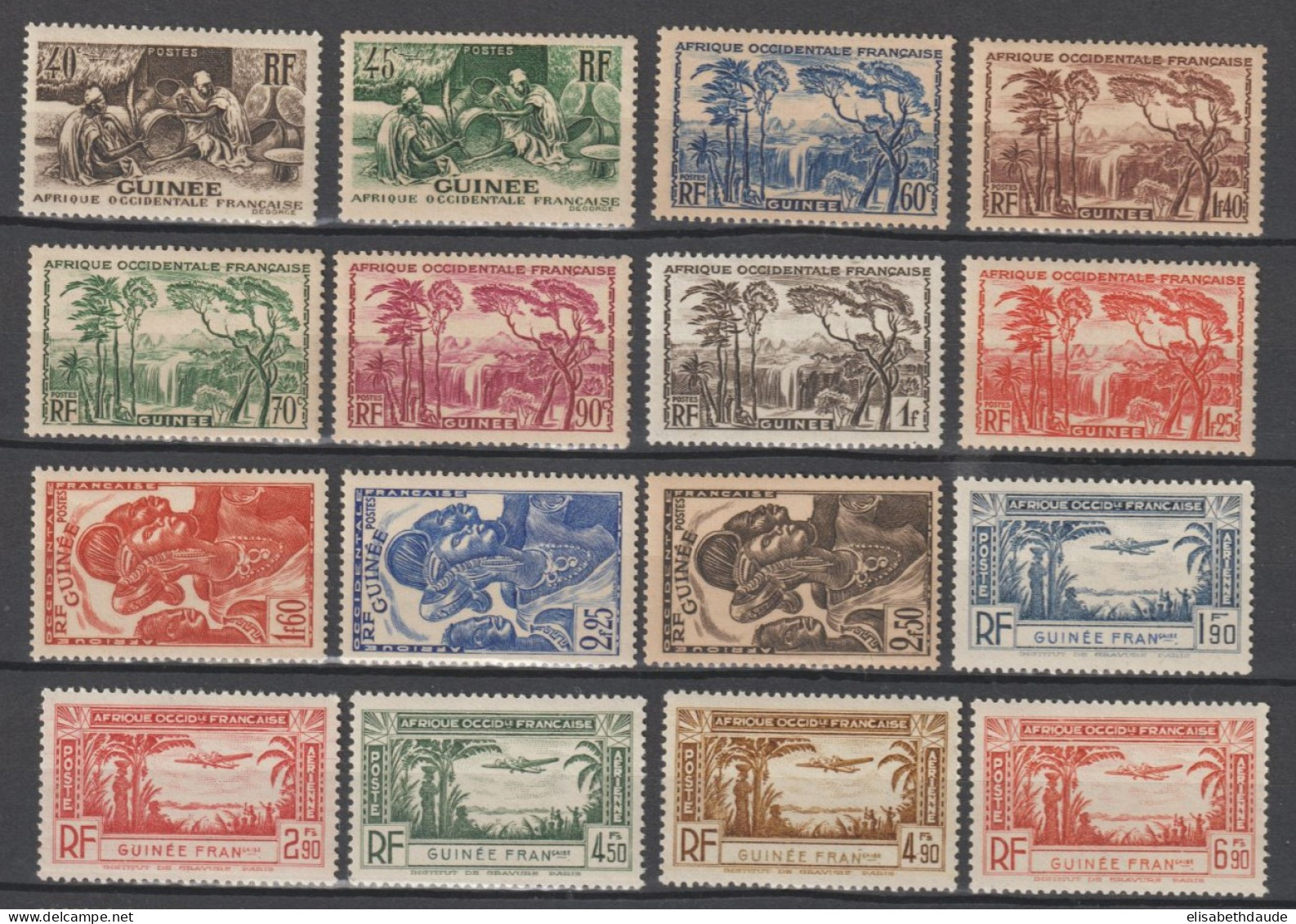 GUINEE - 1940 - ANNEE COMPLETE YVERT N°158/168 + POSTE AERIENNE 1/5 * MLH - COTE = 21.5 EUR - Ungebraucht