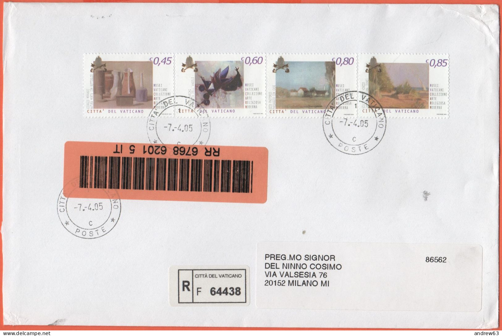 VATICANO - VATICAN - 2005 - 0,45 + 0,60 + 0,80 + 0,85€ Musei Vaticani (Serie Completa) - Raccomandata - Viaggiata Da Cit - Storia Postale