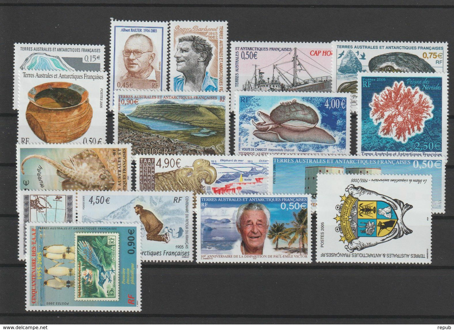 TAAF Année Complète 2005 Sans Carnet Voyage 404 à 417 Et 429 à 434 ** MNH - Komplette Jahrgänge