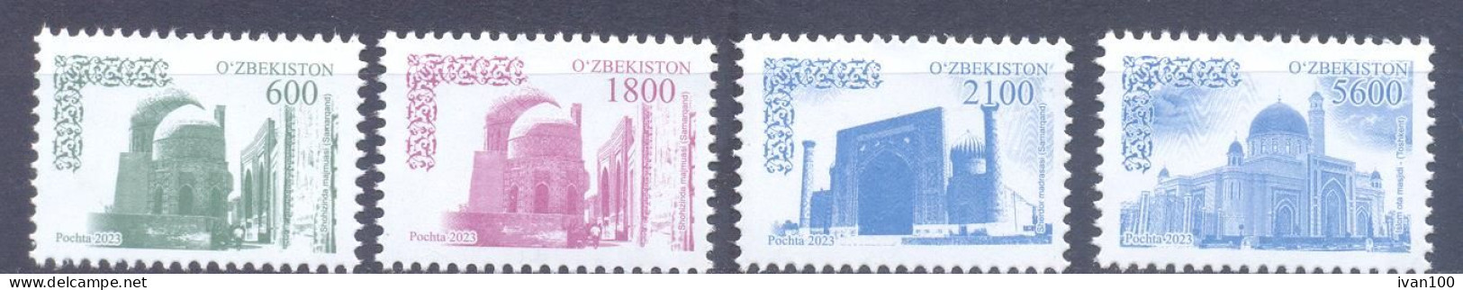 2023. Uzbekistan, Definitives, Mosques, 4v, Mint/** - Uzbekistán