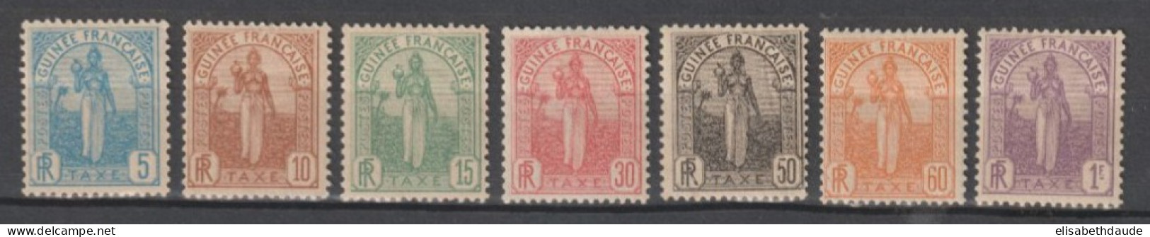 GUINEE - 1905 - SERIE TAXE COMPLETE YVERT N°1/7 * MH - COTE = 106 EUR - Ungebraucht