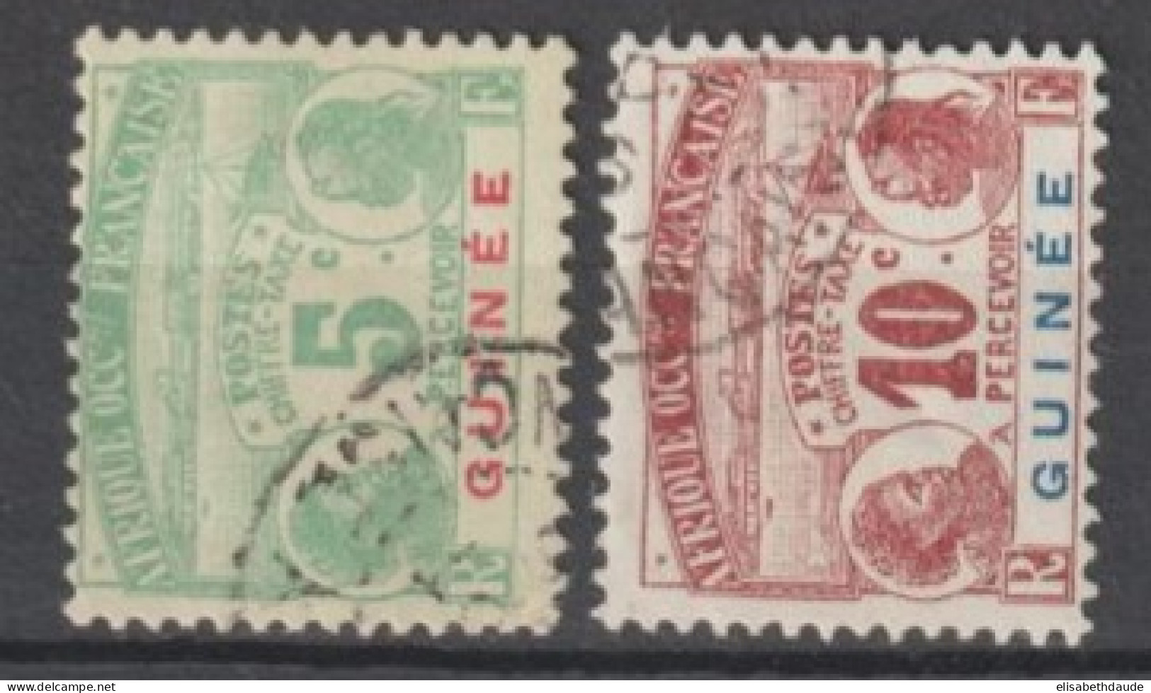 GUINEE - 1906 - TAXE YVERT N°8/9 OBLITERES - COTE = 26 EUR - Gebraucht