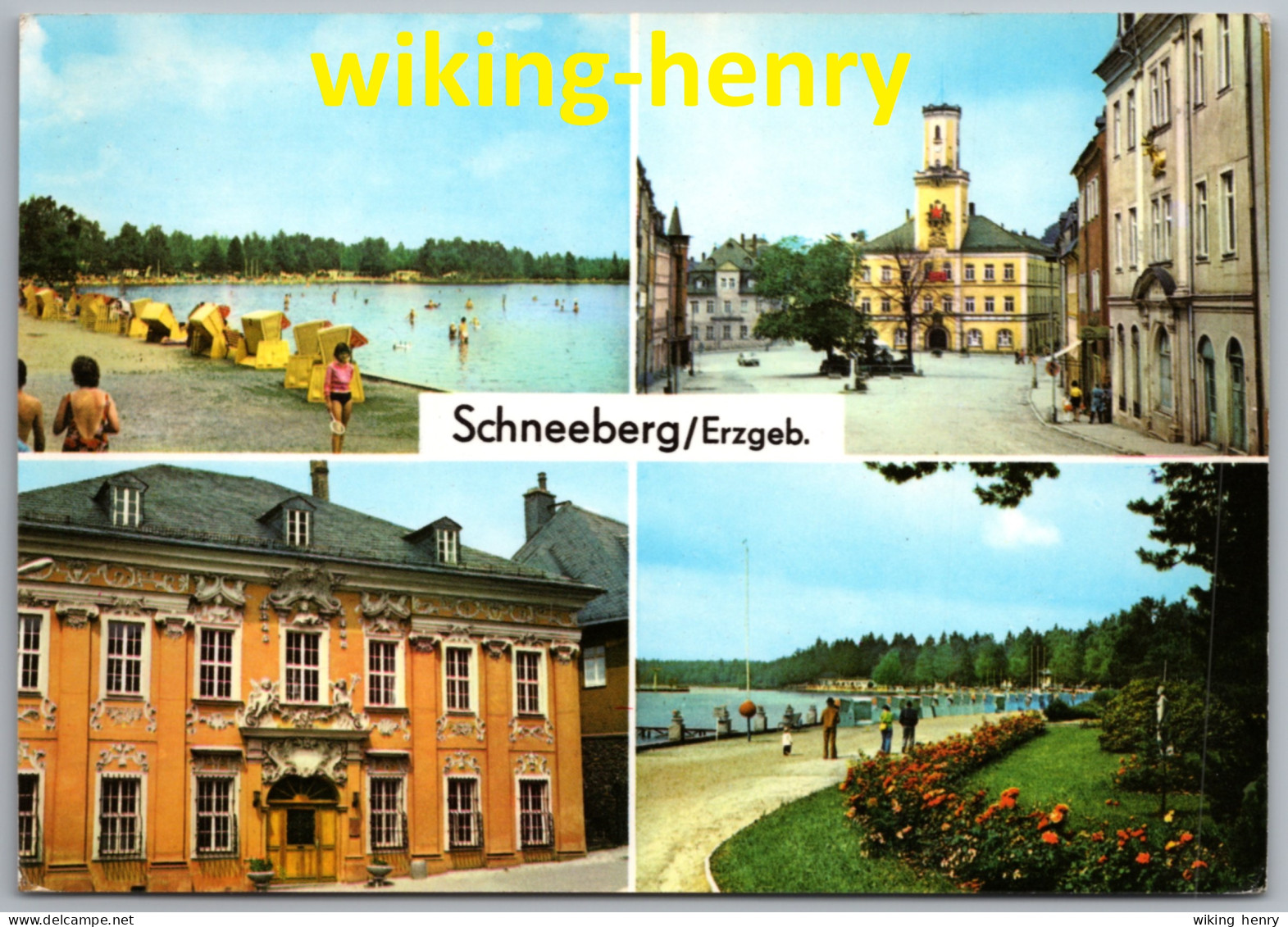 Schneeberg Im Erzgebirge - Mehrbildkarte 4   Waldstrandbad Filzteich Museum Bergmännische Volkskunst Rathaus - Schneeberg