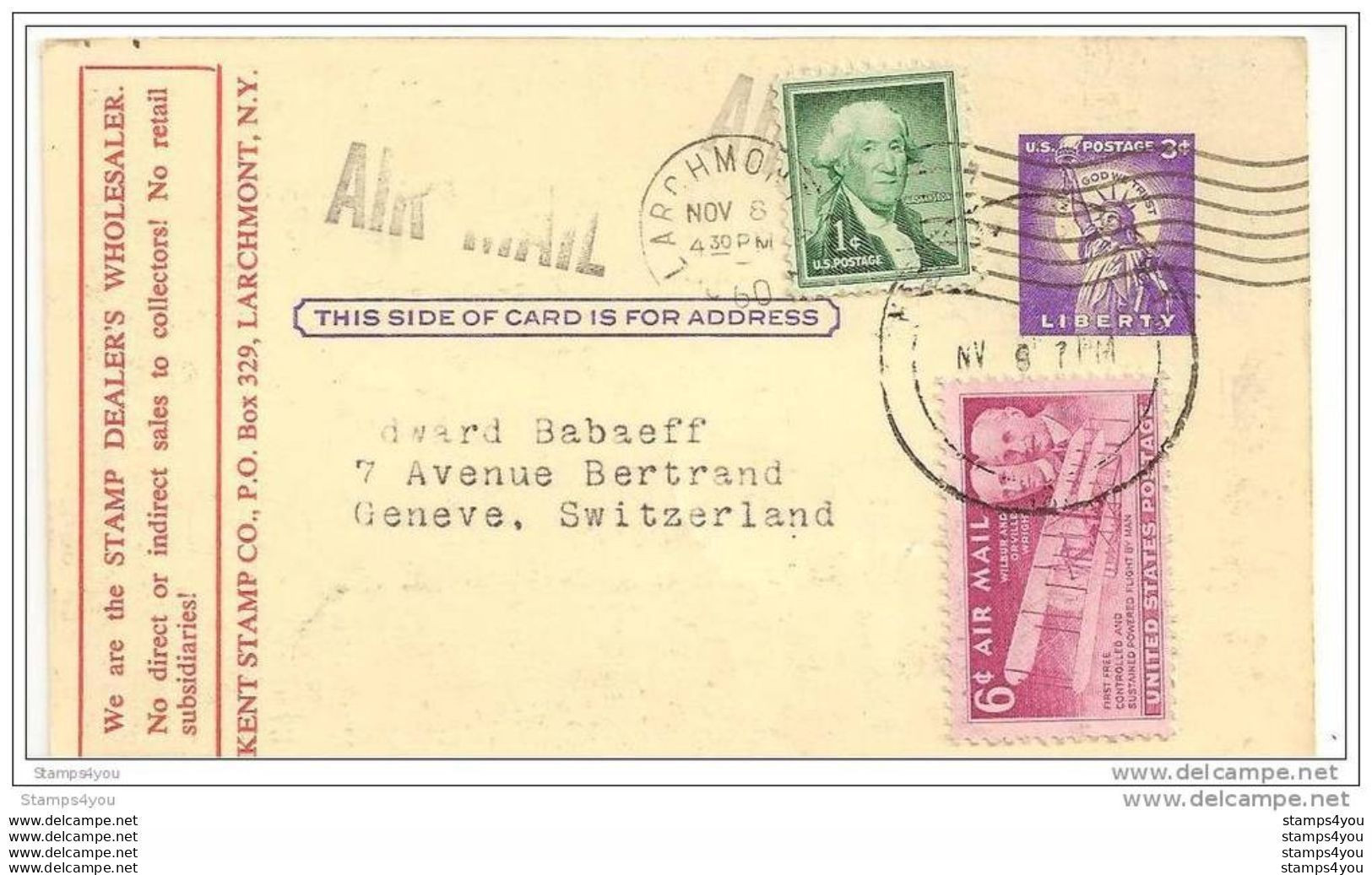 73 - 49 - Entier Postal Envoyée De Larchmont En Suisse 1960 - 1941-60