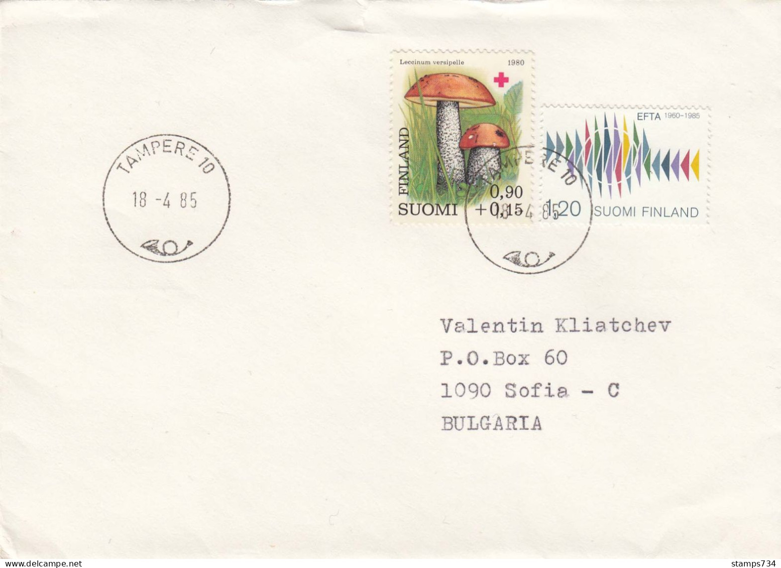 Finland-084/1985: 0.90 FM+1.20 FM - Pilze(Leccinum Versippele), EFTA - Storia Postale