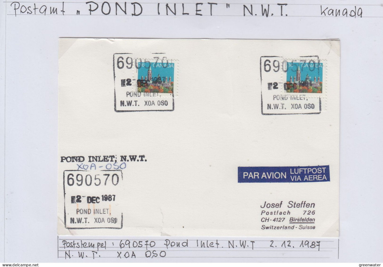 Canada Pond Inlet Ca Pond Inlet 2 DEC 1987  (BS181B) - Scientific Stations & Arctic Drifting Stations