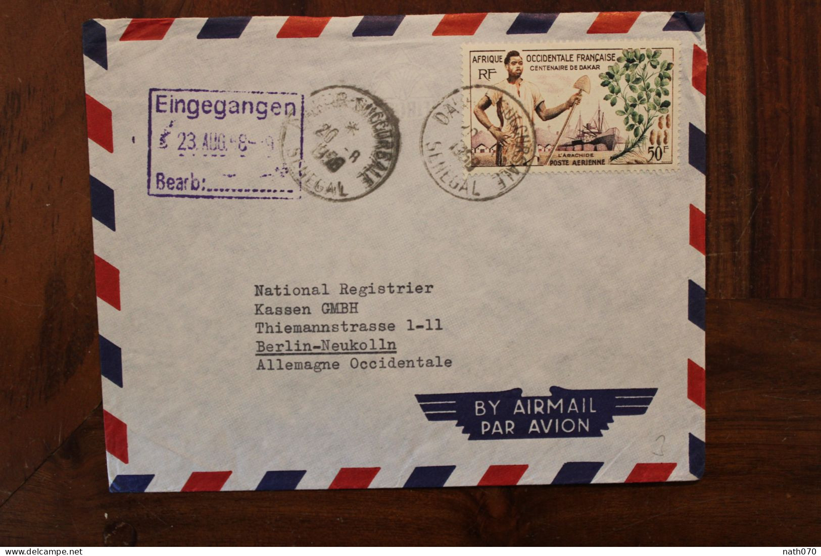 1958 AOF Centenaire De Dakar France Cover Air Mail Par Avion Poste Aerienne Pour Allemagne - Cartas & Documentos