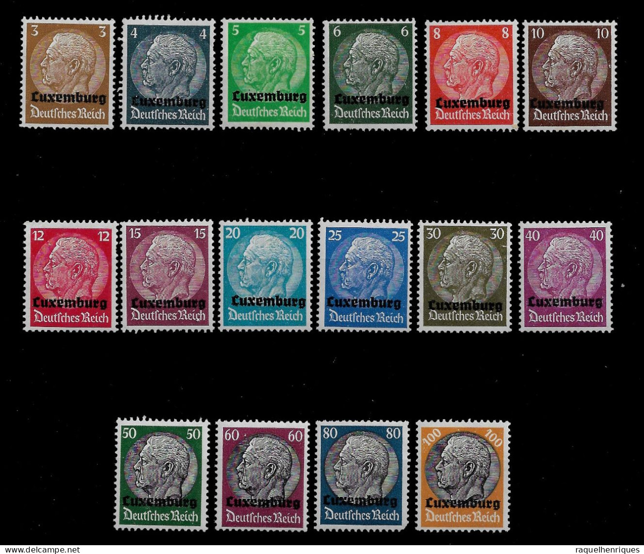 LUXEMBOURG GERMAN OCCUPATION - 1940 German Empire Postage Stamps Overprinted "Luxemburg" SET MNH (STB10-A05) - 1940-1944 Duitse Bezetting
