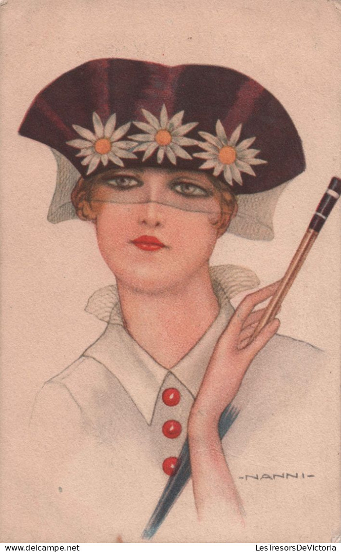 ILLUSTRATEUR - Nanni - Femme Avec Un Chapeau A Margherite - Carte Postale Ancienne - Nanni