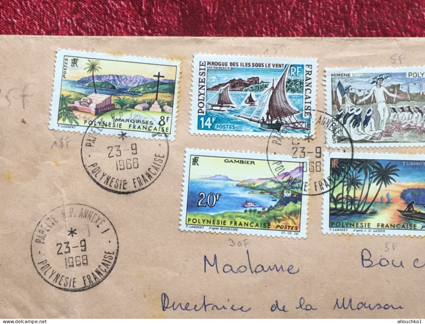 Timbres Océanie Polynésie Française 1968-Lettre & Documents-Marcophilie-cote Des Timbres:118 Francs / 18€-pr Le Bugue 24 - Storia Postale