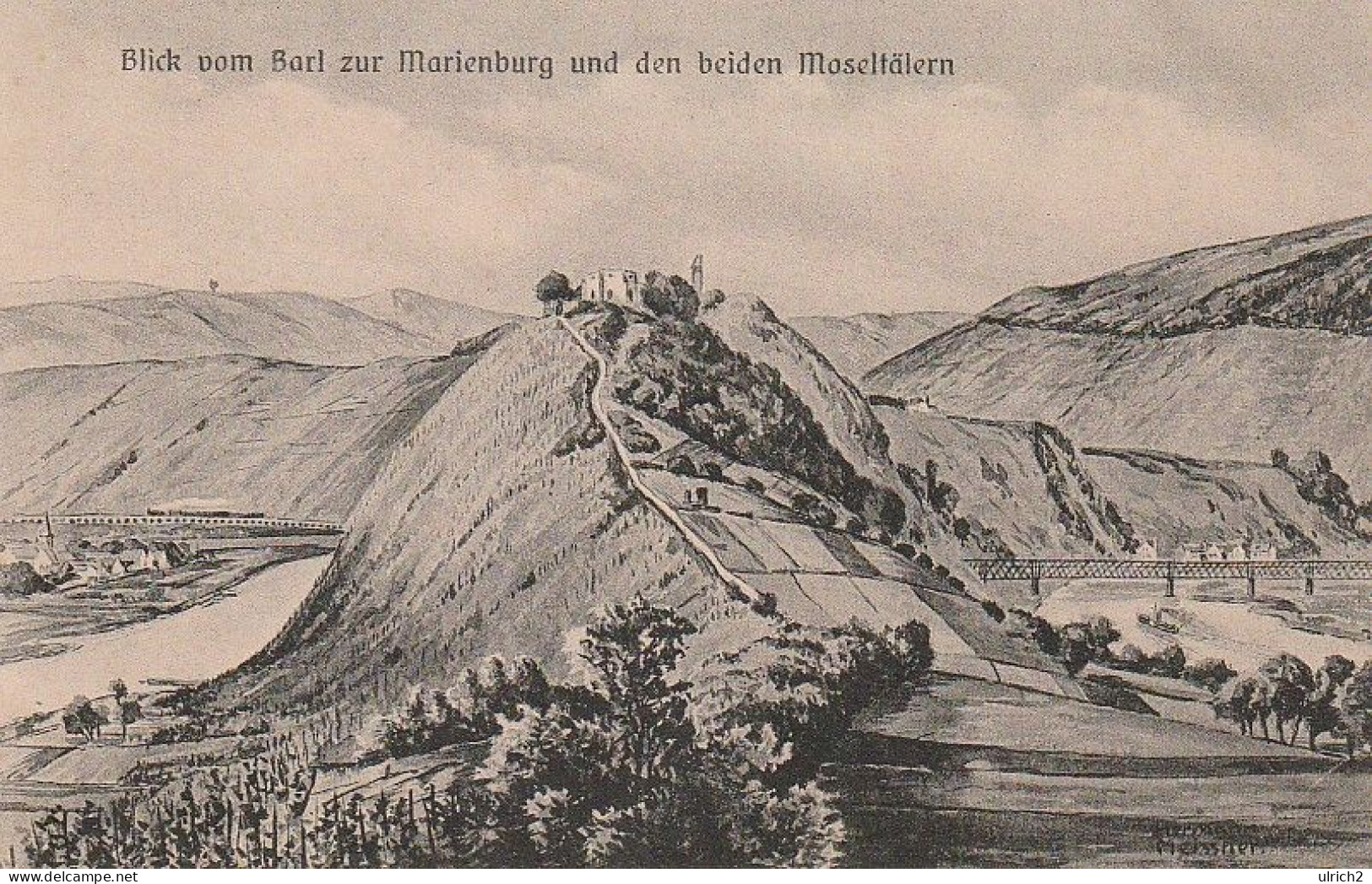 AK Blick Vom Barl Zur Marienburg Und Den Beiden Moseltälern - Ca. 1920 (64117) - Zell