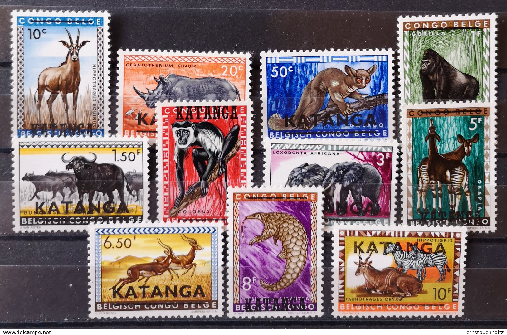 Katanga 1960 Wildlebende Säugetiere SG23/34** Es Fehlt SG25 Giraffe Im Angebot - Katanga