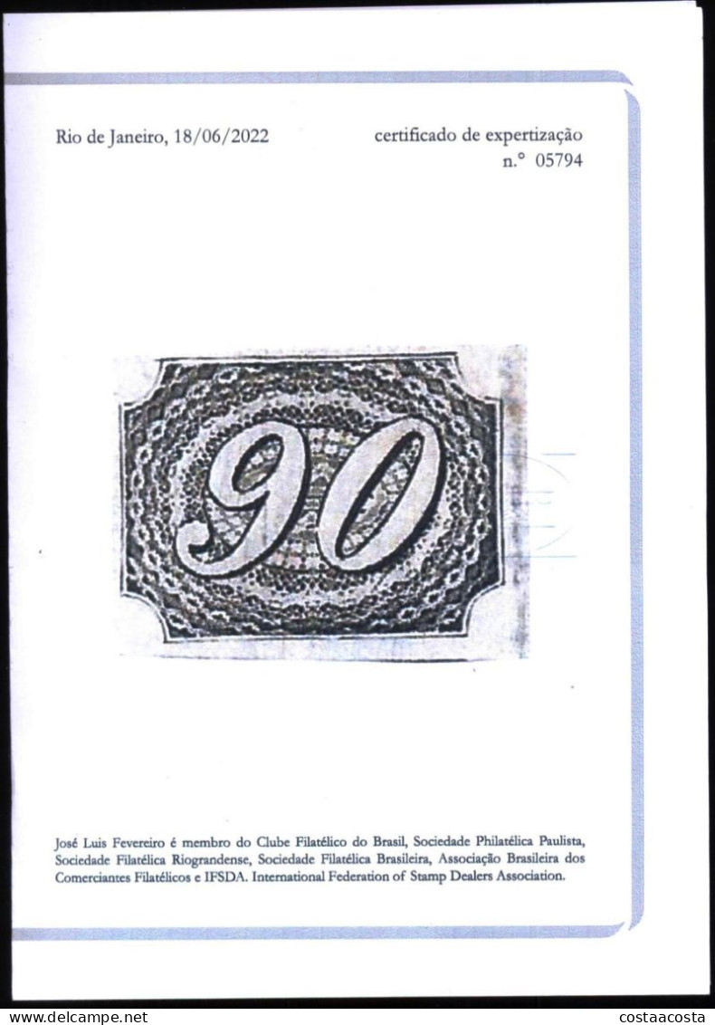 Stamp Brazil - Impere 1844 Scott #10 90 Reis - RHM 7 - Nuevos