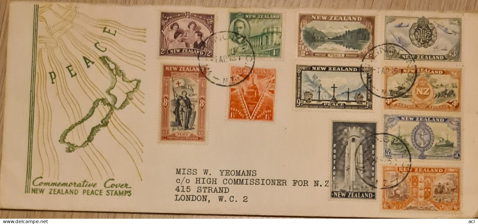 New Zealand 1946 Peace First Day Cover, - Lettres & Documents