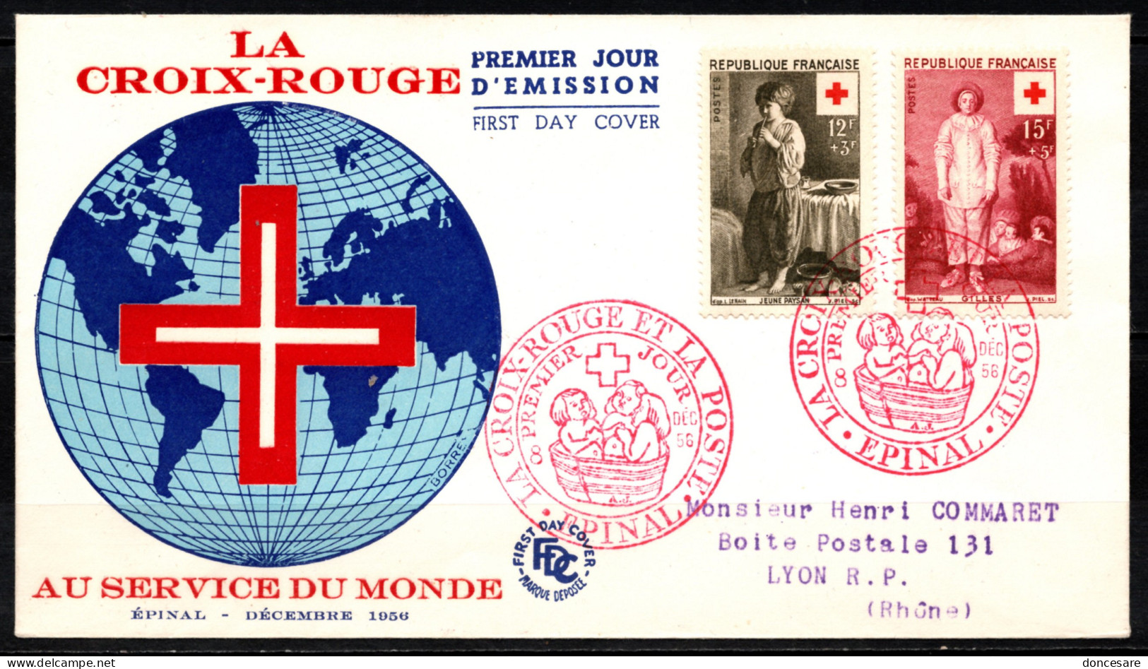 FRANCE 1956 -  Y.T. N° 1089 ET 1090 OBLITERES / SUR LETTRE CROIX ROUGE - 1950-1959