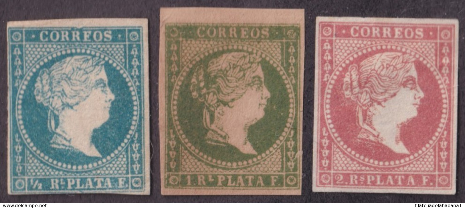 1857-421 CUBA SPAIN ANTILLES PUERTO RICO 1857 COMPLETE SET NO GUM.  - Voorfilatelie