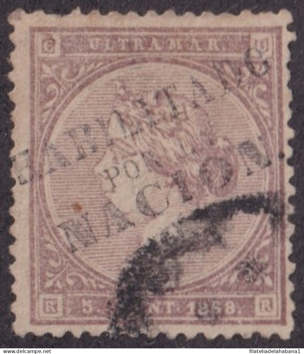 1869-132 CUBA SPAIN 1869 ISABEL II 5c HABILITADO POR LA NACION OVERPRINT. SIN GARANTIA.  - Préphilatélie