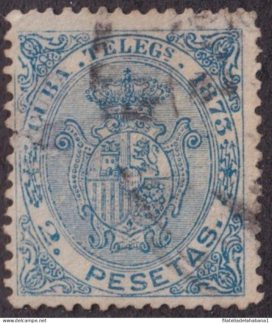 1873-113 CUBA SPAIN 1873 TELEGRAPH TELEGRAFOS 2 Ptas USED. - Prefilatelia