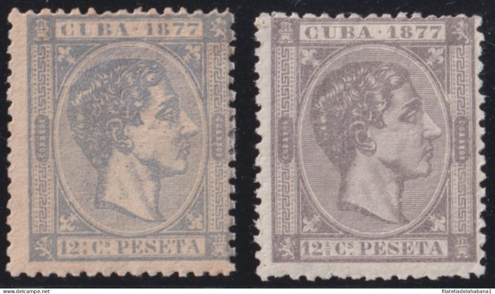 1877-141 CUBA SPAIN 1877 ALFONSO XII 12 ½ C MNH RARE COLOR FIRST PRINTING.  - Voorfilatelie