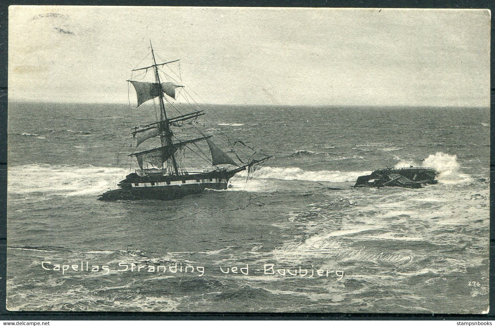 1909 Denmark Capellas Stranding Ued Boubjerg Shipwreck Postcard  - Covers & Documents