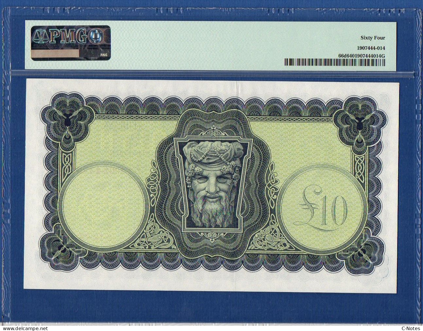 IRELAND - P.66d –  10 Pounds 2.12.1976 AUNC / PMG 64, S/n 49D843241 - Irland