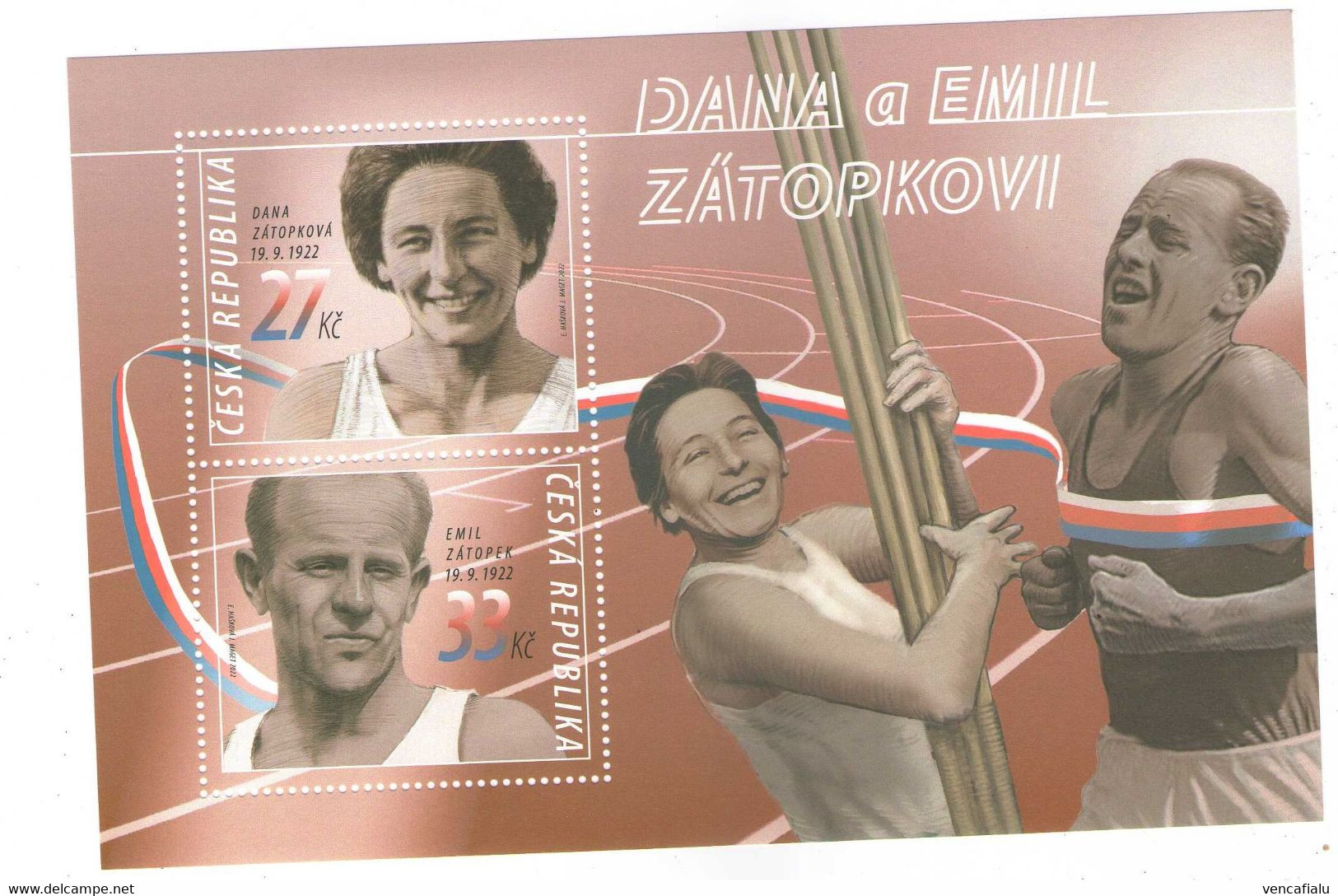 Year 2022 - Olympic Winners Dana And Emil Zatopek, S/S,MNH - Blocks & Sheetlets