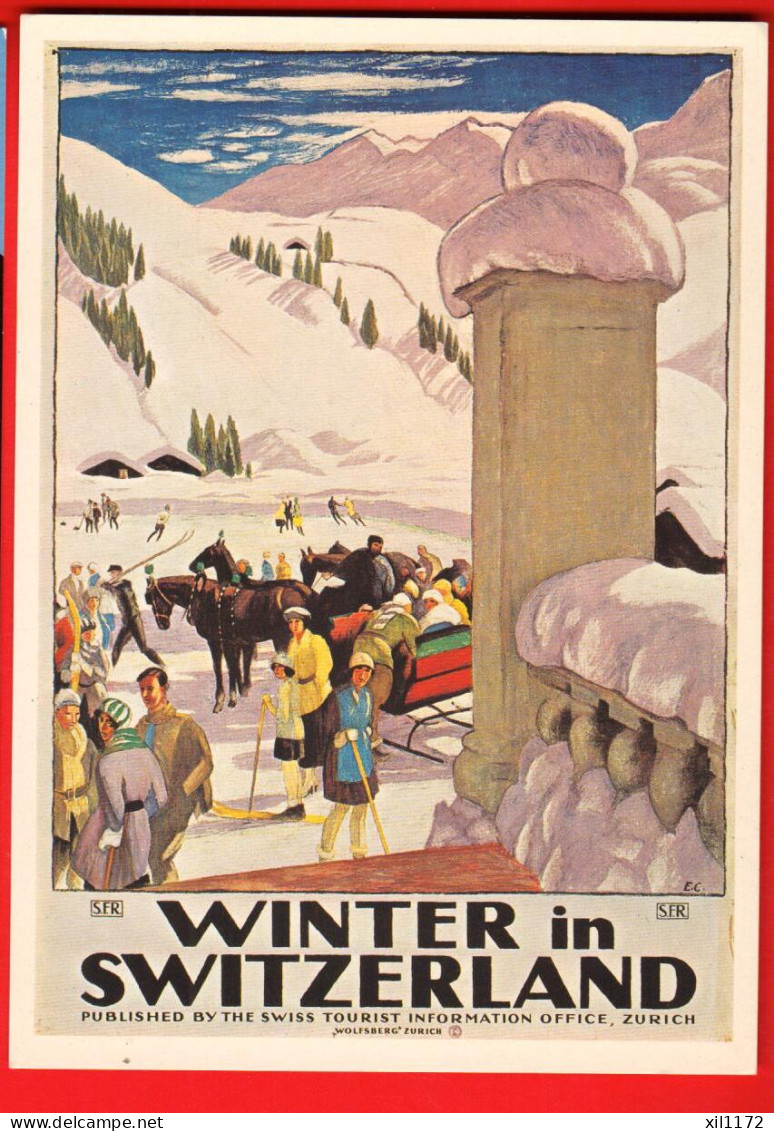 ZVB-25  Repro Plakat Emile Cardinaux Plakat Für Schweizerische Verkehrszentrale 1921  Winter In Switzerland GF NG - Risch-Rotkreuz