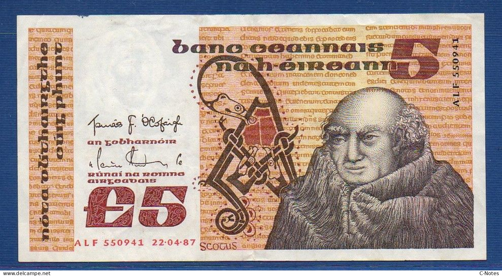 IRELAND - P.71d –  5 Pounds 22.04.1987 VF, S/n ALF 550941 - Irland