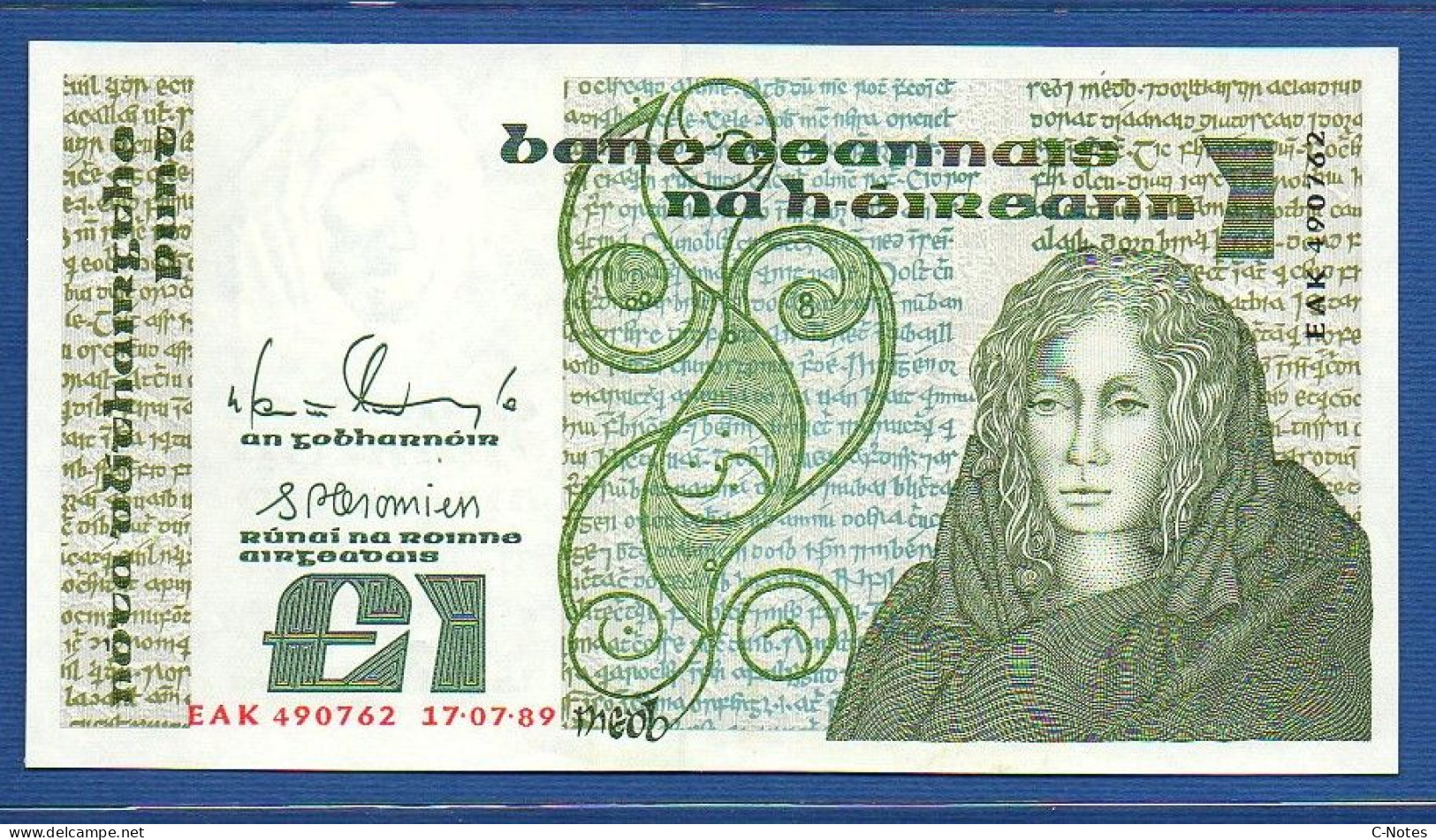 IRELAND - P.70d –  1 Pound 17.07.1989 UNC, S/n EAK 490762 - Irland