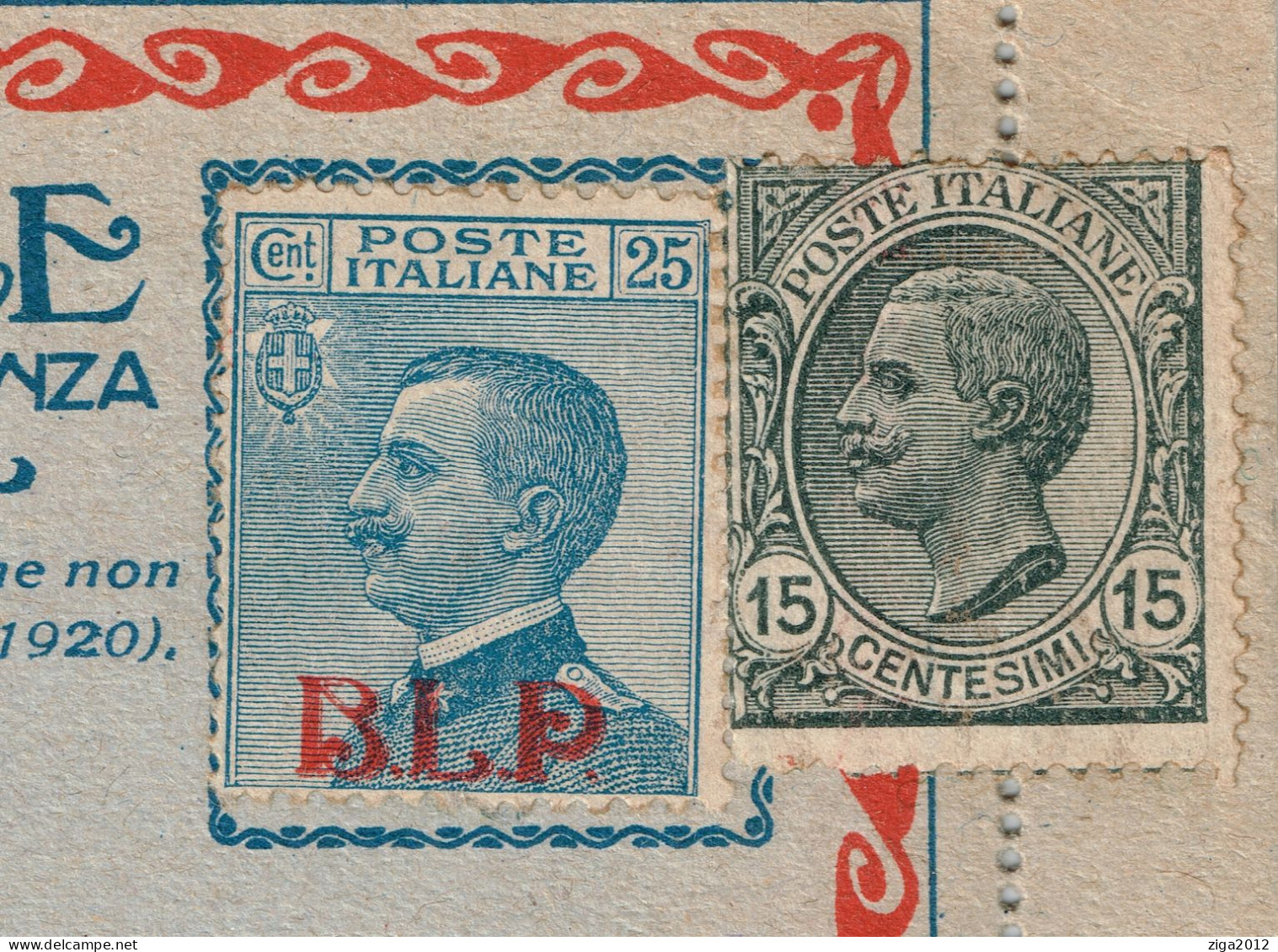 ITALY 1921 B.L.P. BUSTA LETTERA POSTALE CON C.25 I° TIPO NUOVA E COMPLETA - Pubblicitari