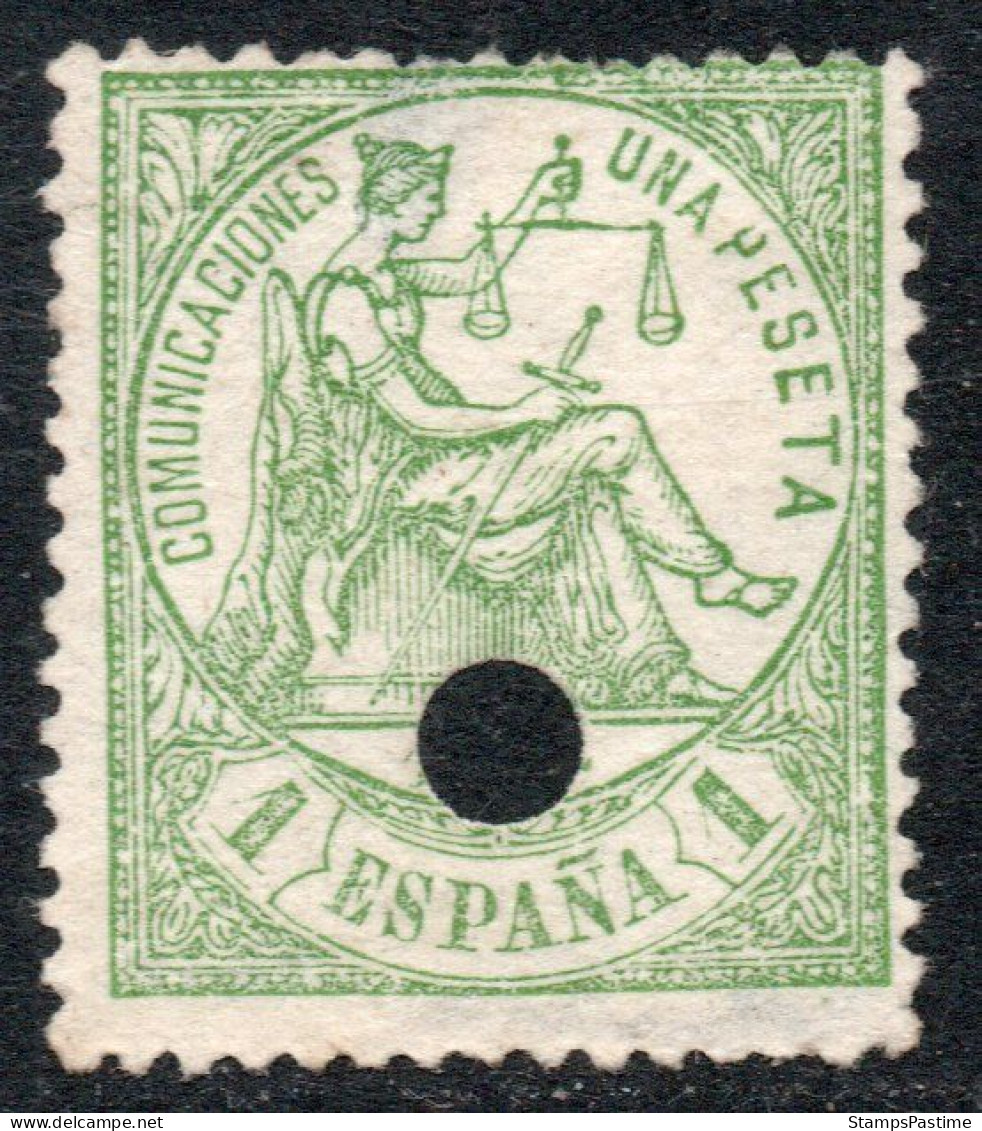ESPAÑA – SPAIN Sello Nuevo Sin Goma PERFORADO, ALEGORÍA DE LA JUSTICIA Año 1874 – Valorizado En Catálogo U$S 100.00 - Ongebruikt