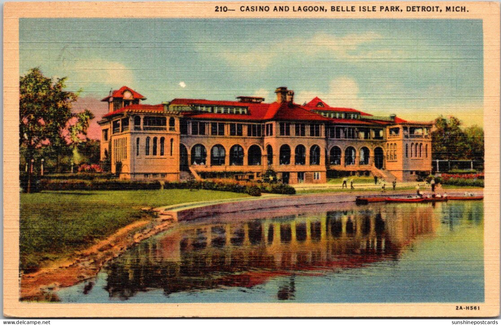 Michigan Detroit Belle Isle Park Casino And Lagoon 1949 Curteich - Detroit