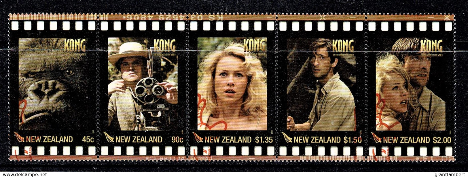 New Zealand 2005 King Kong Set As Strip Of 5 Used - Gebruikt