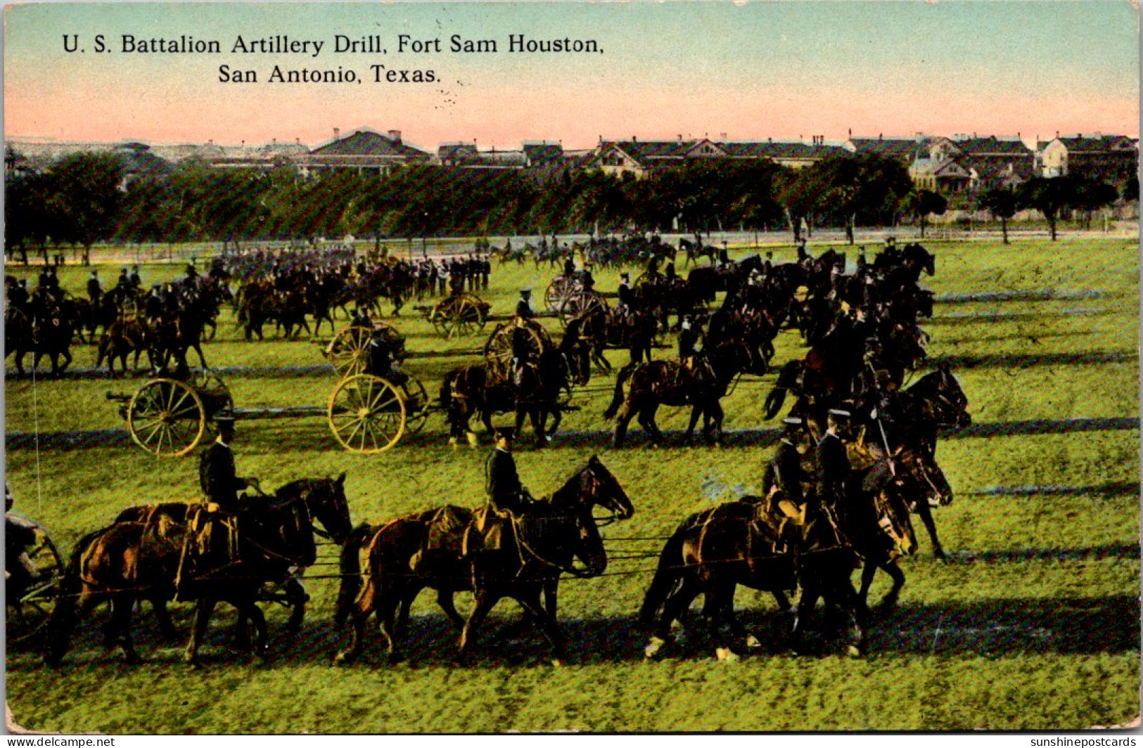 Texas San Antonio Fort Sam Houston U S Battalion Artillery Drill 1912 Curteich - San Antonio