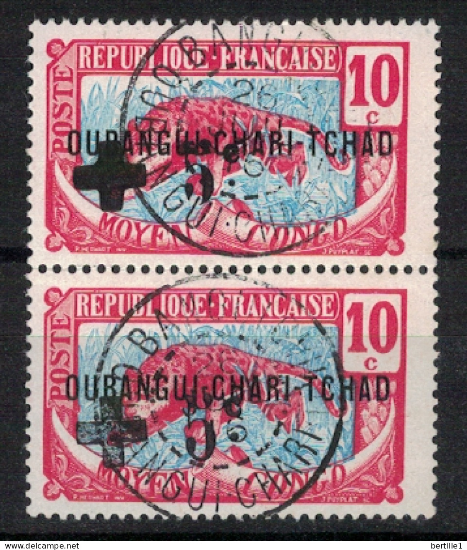 OUBANGUI      N°  YVERT  18 X2  OBLITERE  Croix Rouge Inférieure Grise  ( 4   CR Ob1 ) - Used Stamps