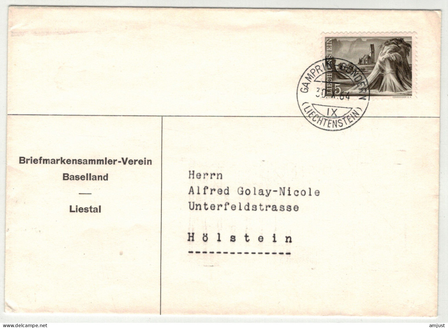 Liechtenstein // 1964 //   Lettre Pour Hölstein Au Départ De Gamprin-Bendern (FL) - Briefe U. Dokumente