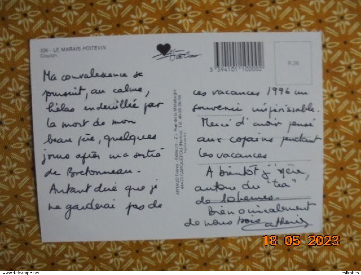 Le Marais Poitevin. Coulon. AS De Coeur 326R26 PM 1996 - Poitou-Charentes
