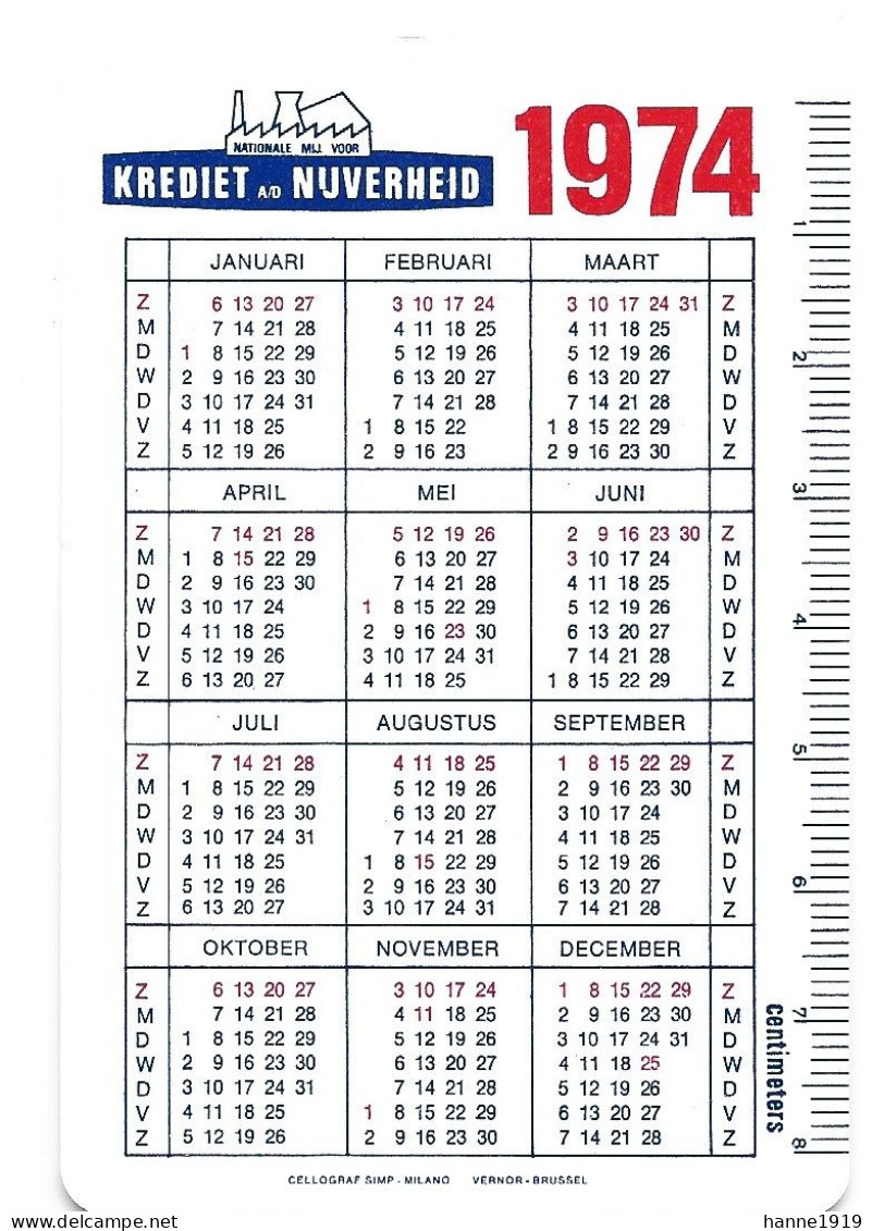 Krediet Aan De Nijverheid Bank Banque 1974 Kalender Htje - Tamaño Pequeño : 1971-80